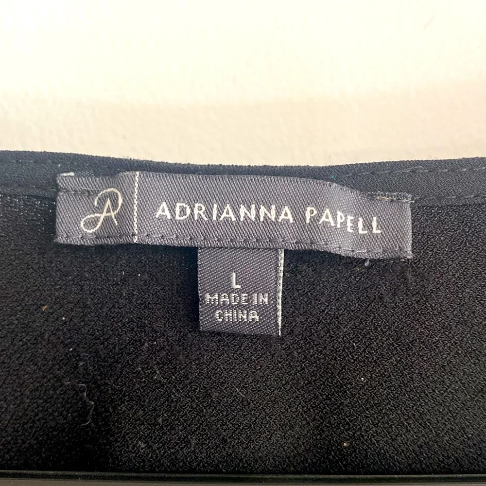 Adrianna Papell black v-neck blouse/top with long pleated sleeves. Women's L - Picture 4 of 13